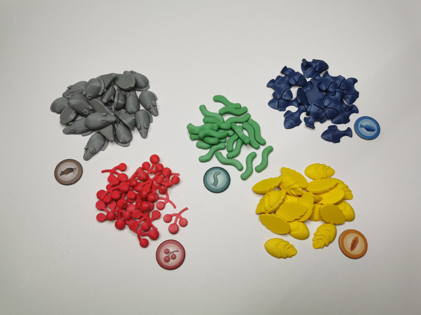 Premium Futter-Token: Ratten, Würmer, Ähren, Fische, Beeren, Nektar