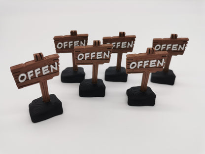 'OFFEN'-Schild für Gasthäuser, deutsch und englisch