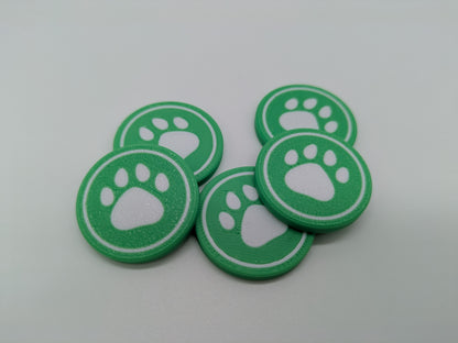 Pfotenmarker, Boote und Ressourcen-Token: Bäume, Wasserpflanzen, Samen