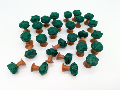 Pfotenmarker, Boote und Ressourcen-Token: Bäume, Wasserpflanzen, Samen