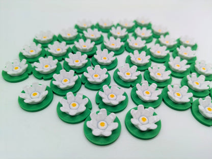 Pfotenmarker, Boote und Ressourcen-Token: Bäume, Wasserpflanzen, Samen